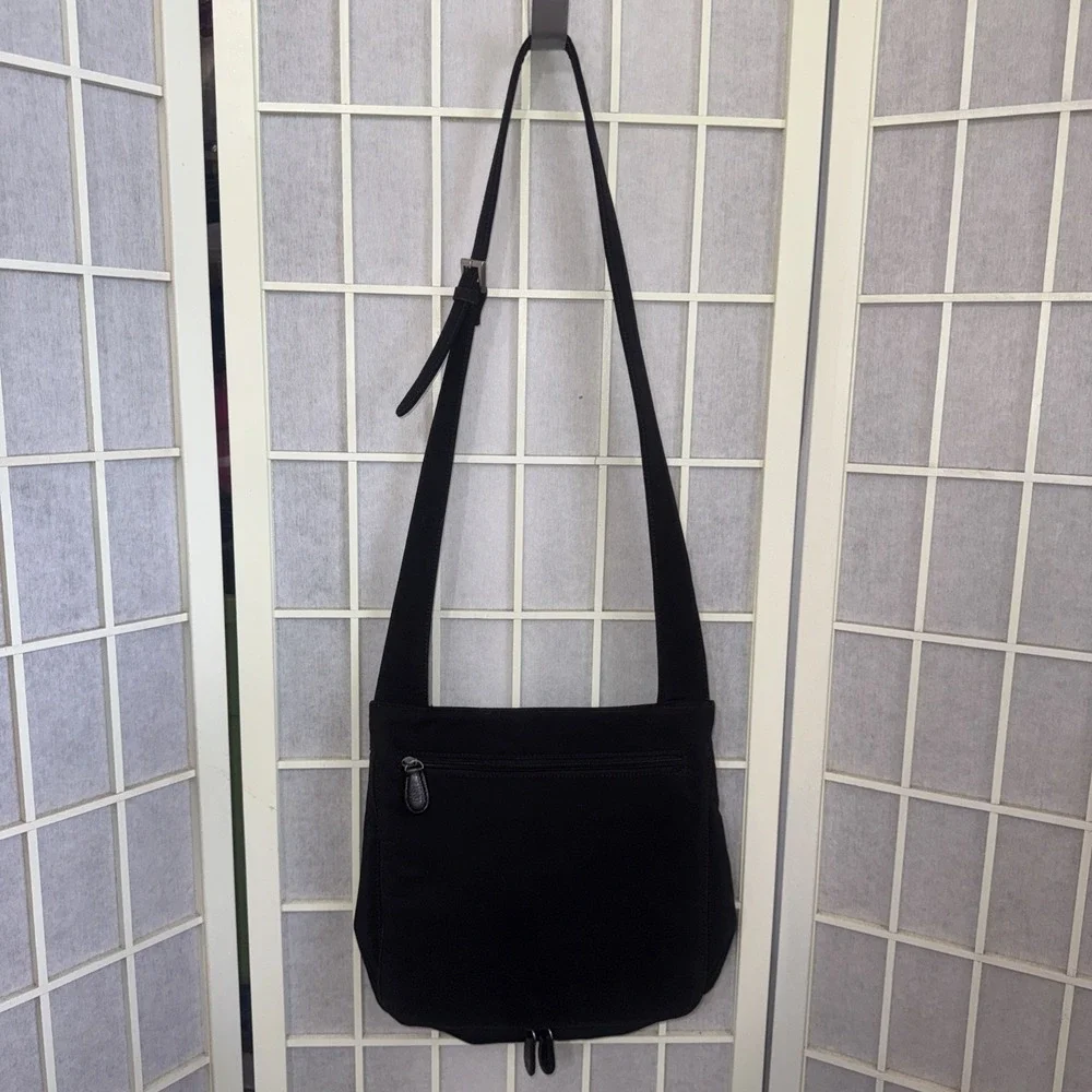 HOBO International Black Nylon Crossbody Messenger Bag Travel Purse Organizer